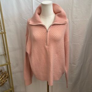 Universal Thread Pink Quarter Zip Sweater Pullover Mock‎ Neck Size M Cozy Knit